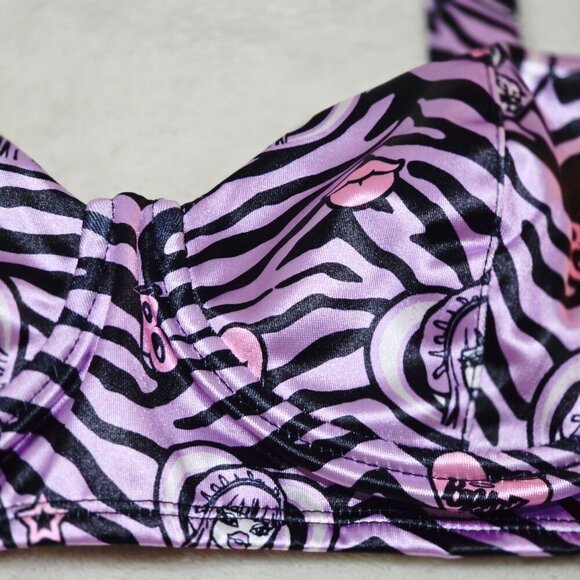 Dolls Kill x Bratz Bra Top – Zebra Print Padded Underwire Crop w/ Satin Straps M - Picture 11 of 12